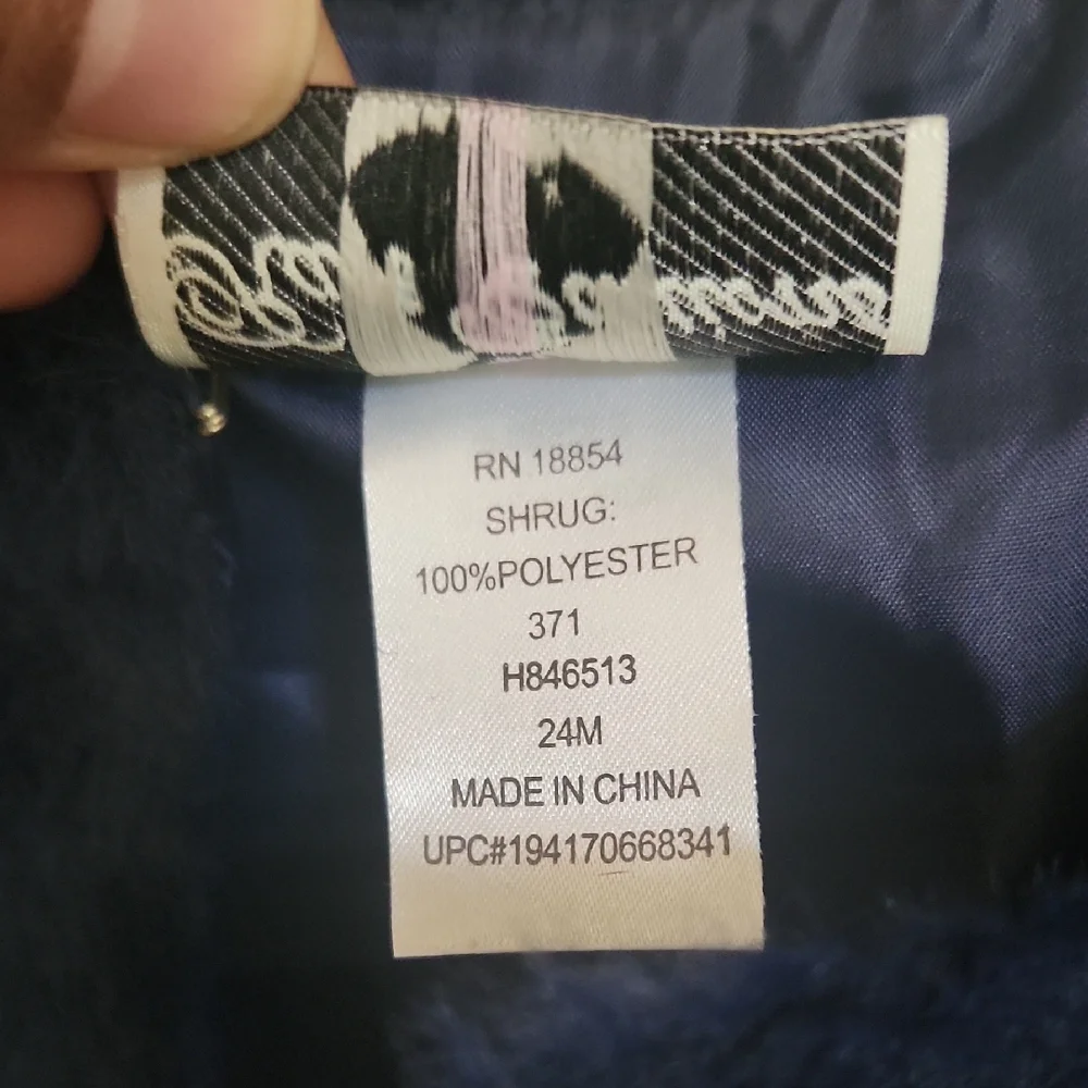 Rare Editions Navy and Gold Dress with Plush Shrug Diaper Cover Panty 24 Months